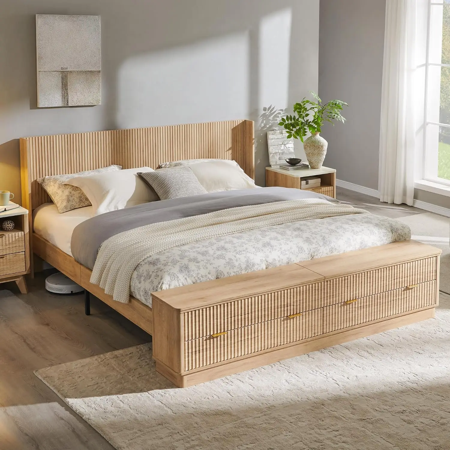 King Size Bed Frame With Storage Drawers - Base de cama King Size con