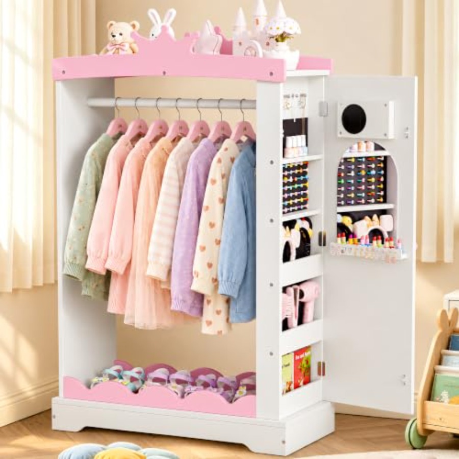 Full Length Mirror Jewelry Armoire - Armario de disfraces con espejo de