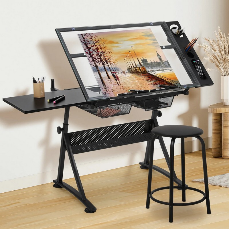 Tables - Mesa de dibujo con panel lateral