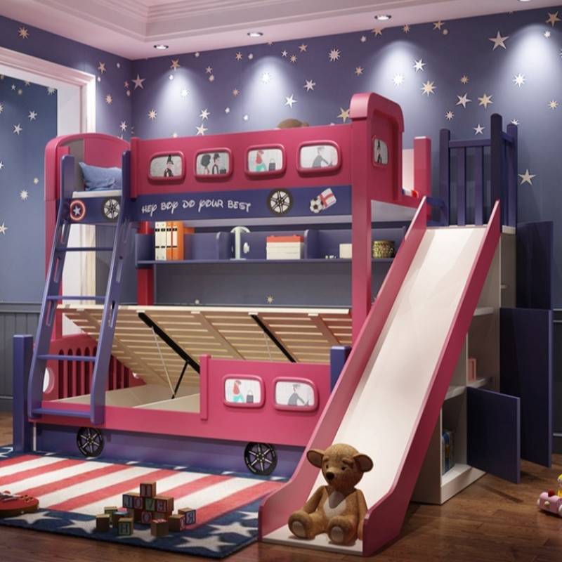 Bunk Bed With Stairs And Slide - Cama infantil moderna con tobogán para