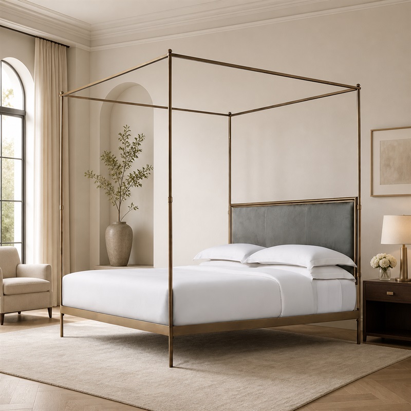 xx-Estructura de cama metálica - Canopy Bed Frame Metal Queen reseña y precio