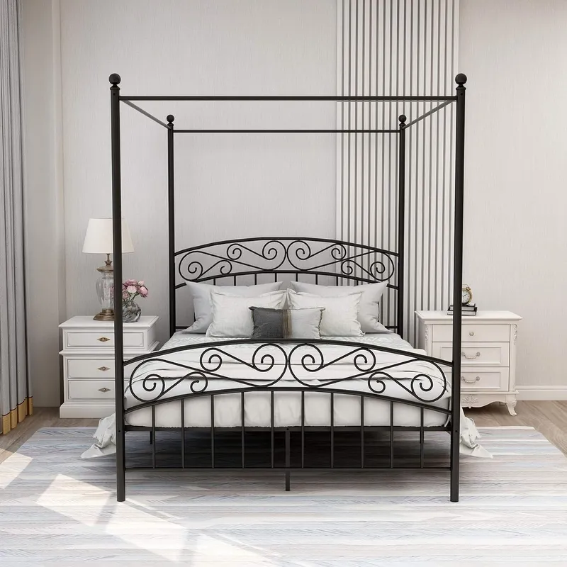 Estructura de cama con dosel t - Canopy Bed Frame Metal Queen reseña y precio