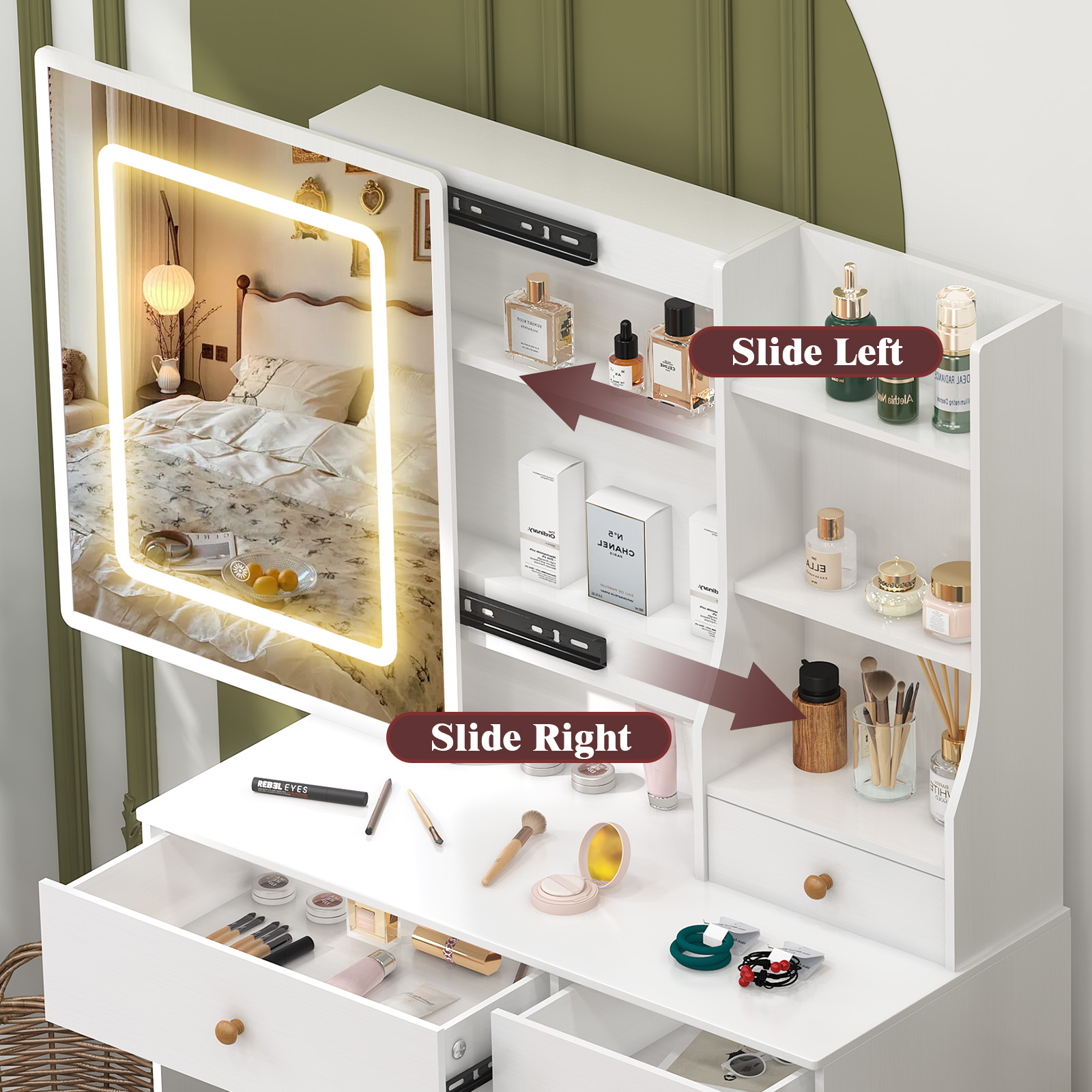 Conjunto de tocador con espejo - Dressing Table Vanity With Lighted Mirror reseña y precio