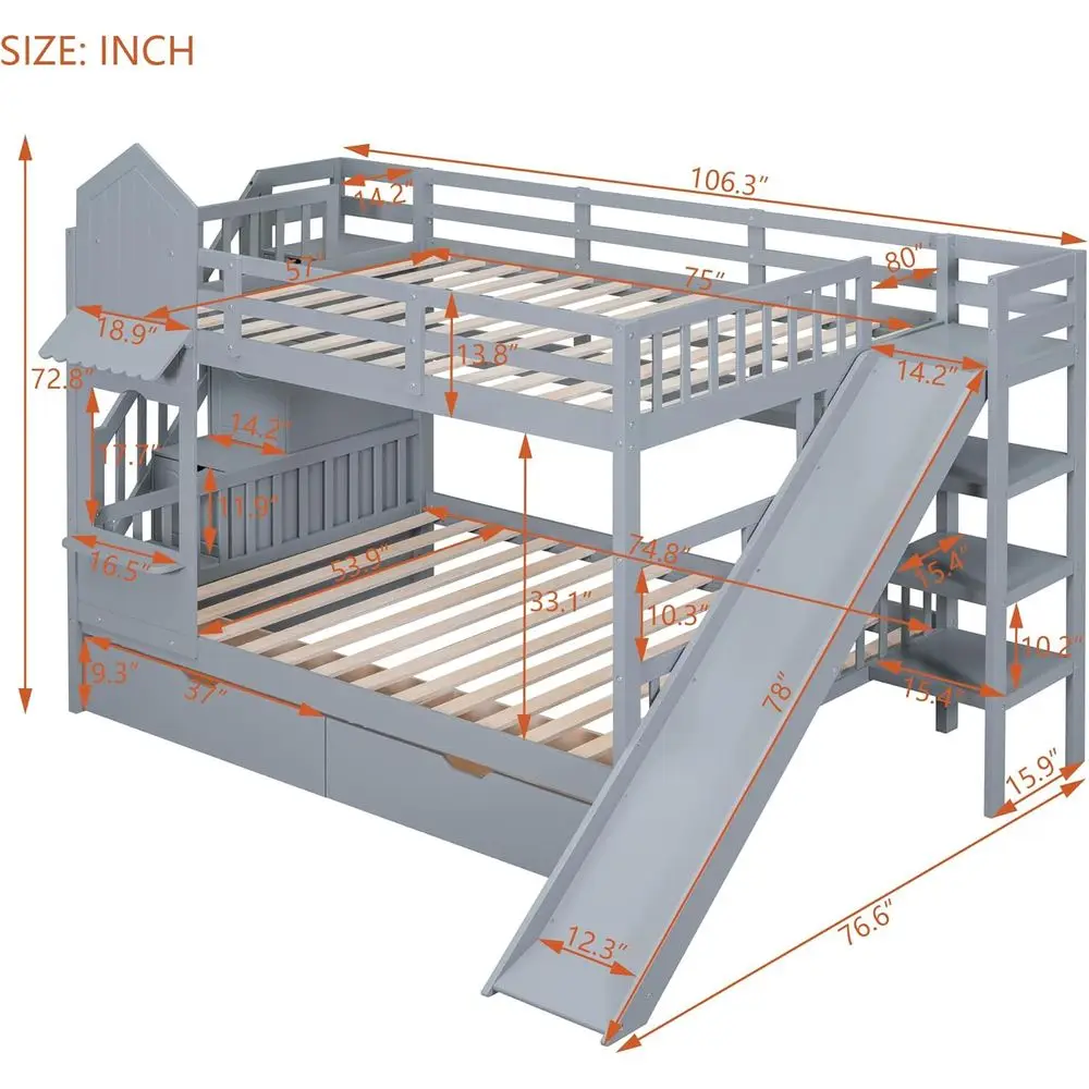 Cama litera tamaño matrimonial - Bunk Bed With Stairs And Slide reseña y precio