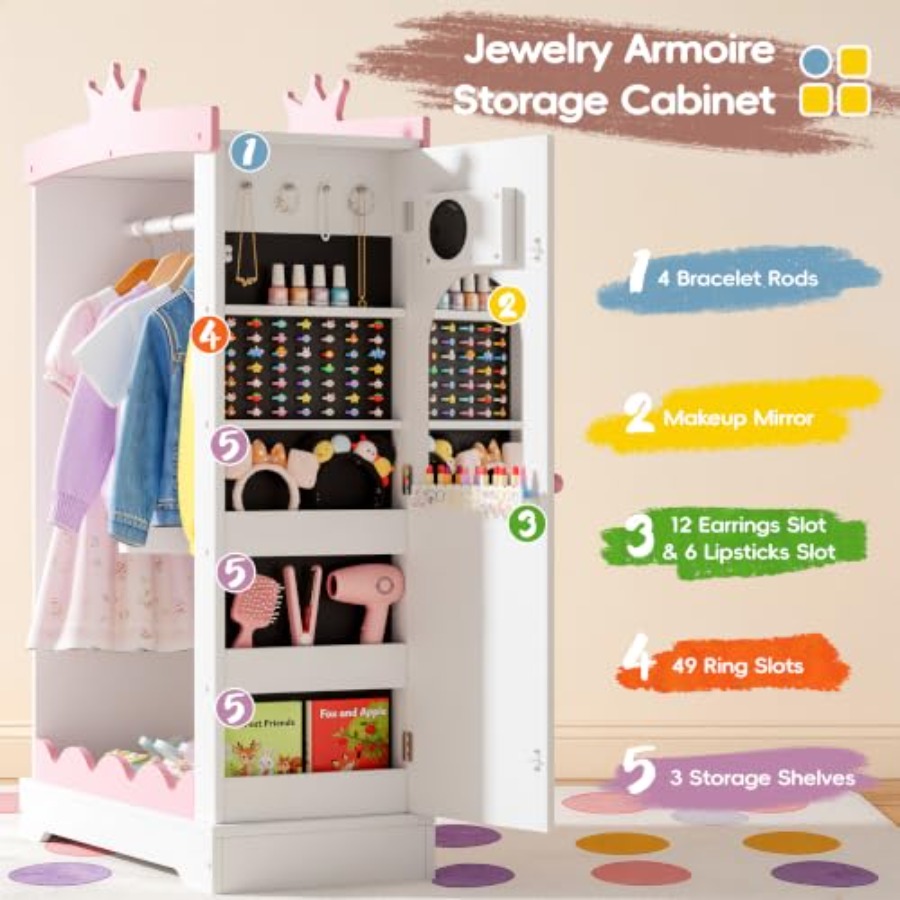 Armario de disfraces con espej - Full Length Mirror Jewelry Armoire reseña y precio