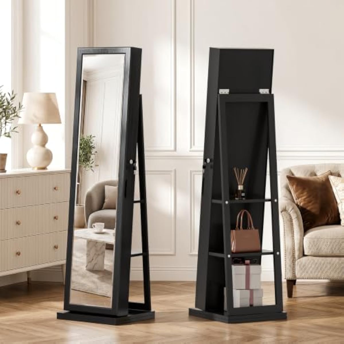 Elegante Arca de Joyas Negra c - Full Length Mirror Jewelry Armoire reseña y precio