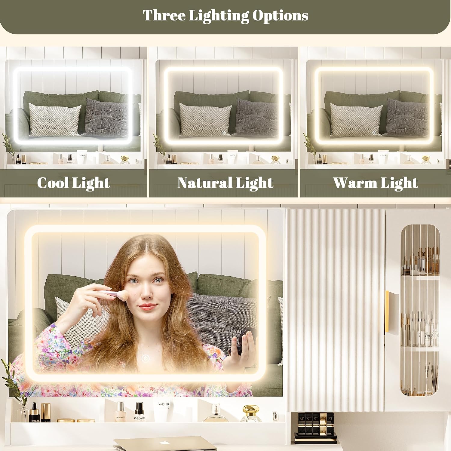 Espejo de tocador de 42 pulgad - Dressing Table Vanity With Lighted Mirror reseña y precio