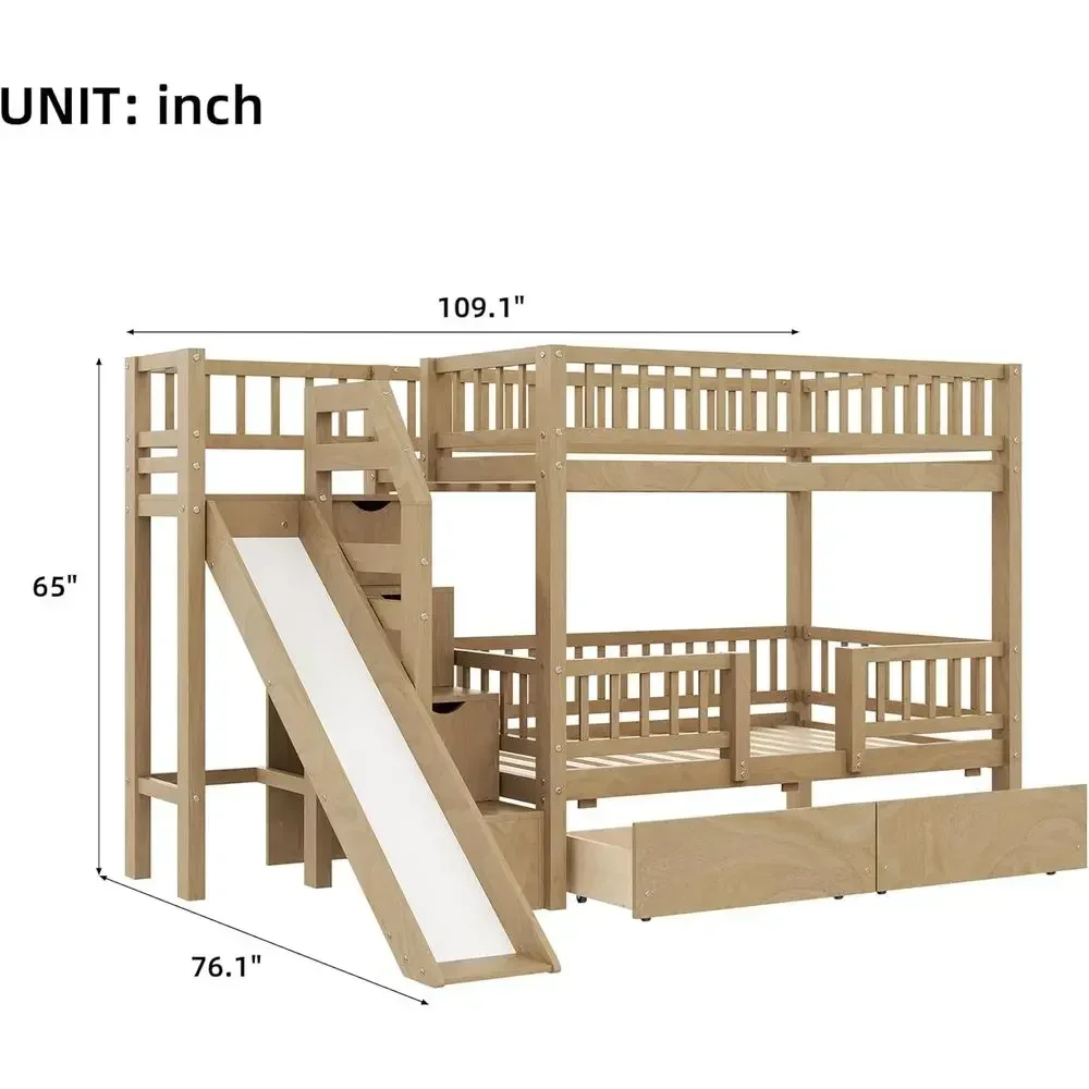 Cama de dos pisos de madera, c - Bunk Bed With Stairs And Slide reseña y precio