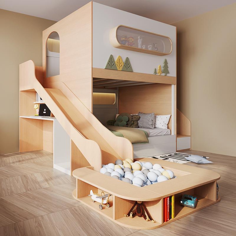 Cama doble tipo cápsula espaci - Bunk Bed With Stairs And Slide reseña y precio