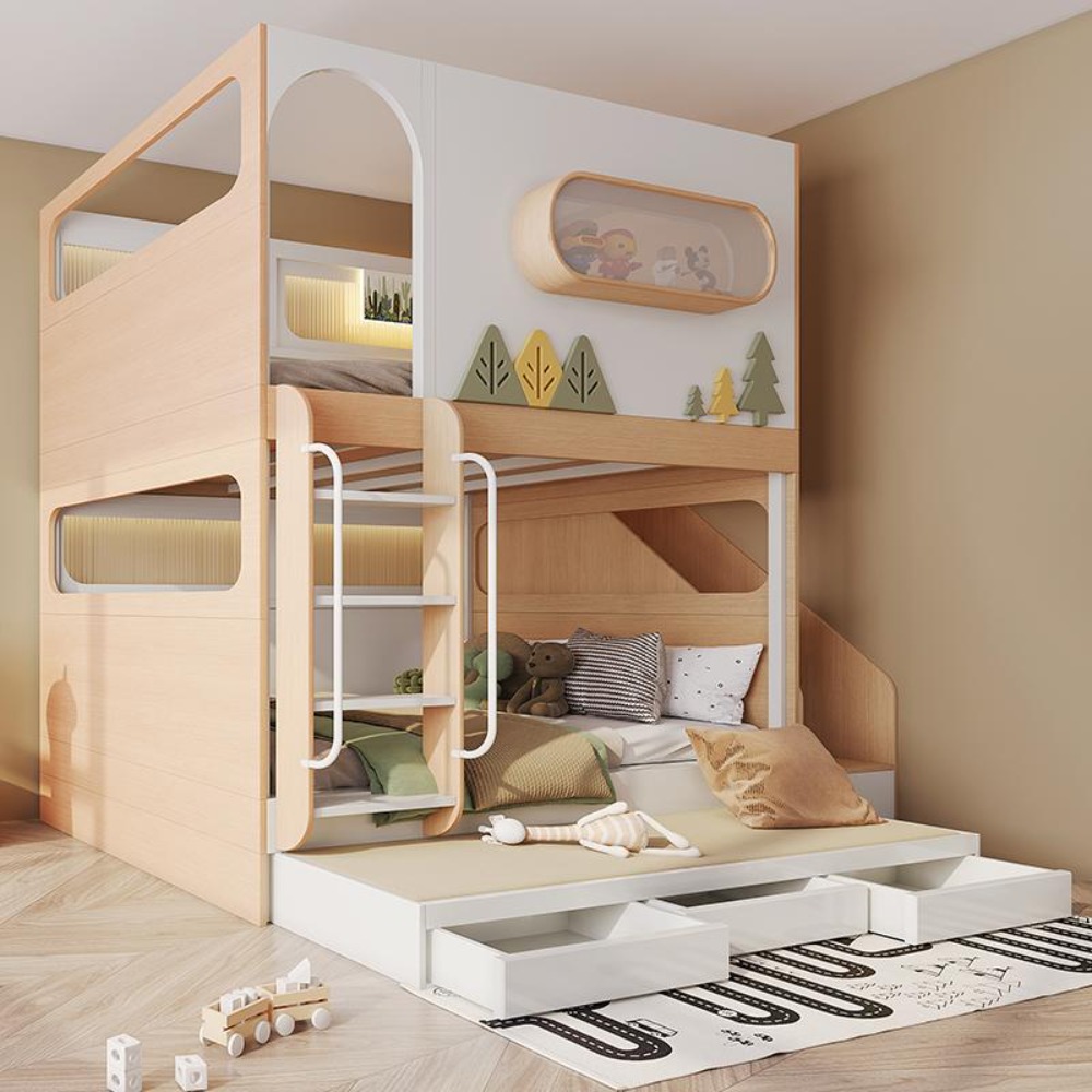 Cama doble tipo cápsula espaci - Bunk Bed With Stairs And Slide reseña y precio